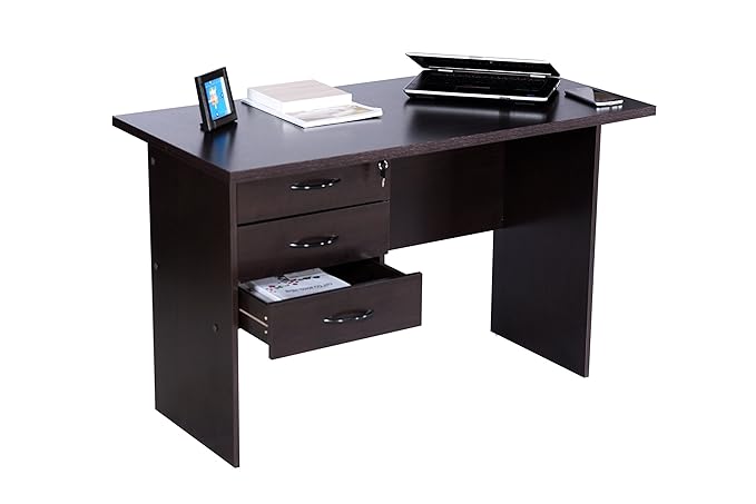 Deckup Reno Office Desk and Study Table (Dark Wenge, Matte Finish)