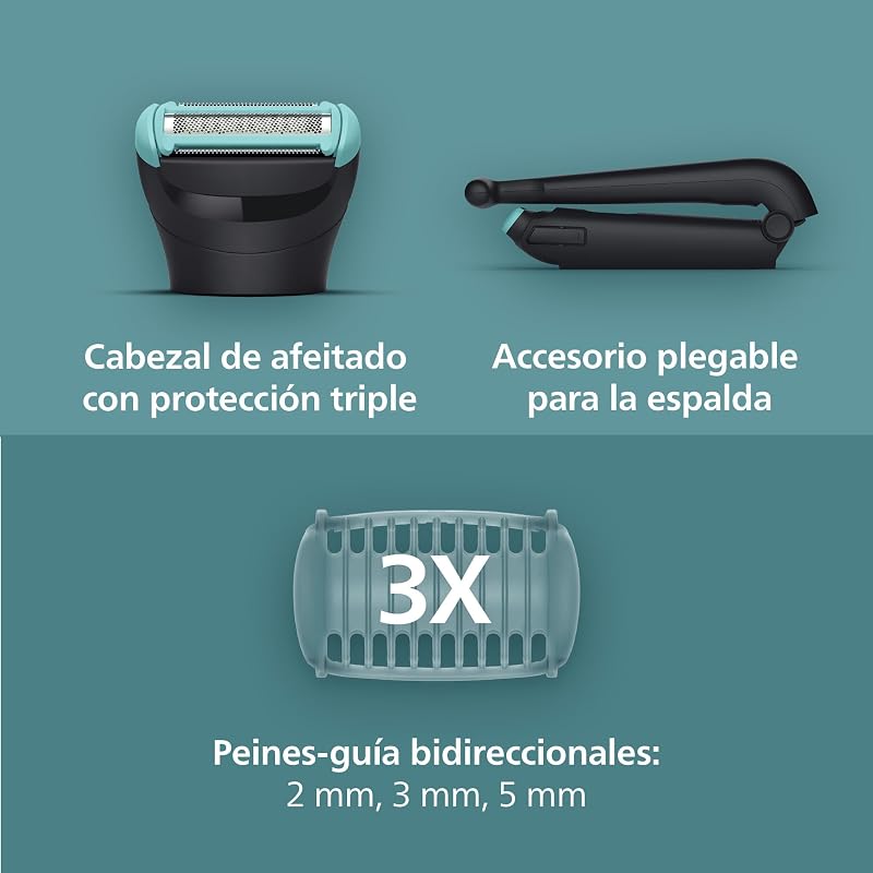 Body Shave Series 5000 - Depilador macho com sistema de proteção, cortes e ceras nas áreas íntimas e nas costas, 100% impermeável, autonomia de 100 min, BG5480/15.