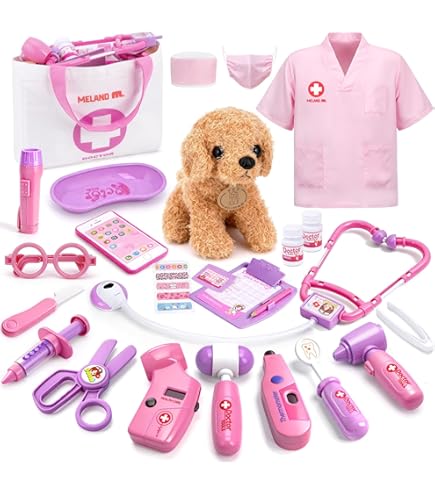 Kit de médecin pour enfants, 26 accessoires, station médicale de simulation pour garçons et filles, chariot mobile avec lumières, tableau oculaire, thermomètre, stéthoscope, appareil de pouls Kit de médecin pour enfants, 26 accessoires, station médicale de simulation pour garçons et filles, chariot mobile avec lumières, tableau oculaire, thermomètre, stéthoscope, appareil de pouls