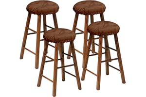 mudilun 12x12x2inch Round Bar Stool Cushions Soft Comfortable Tufted Barstool Covers Elastic Bands Anti-Slip Stool Cushions Replacement (Brown, 12x12x2(4pc))