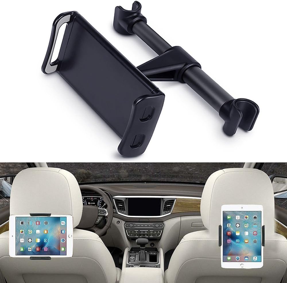 Eschone 360 Degree Rotatable Adjustable Car Seat Cradle Holder for iPad Pro 10.5/9.7/Air/Mini, iPhone X/8/7 Plus/6s, Galaxy Note 8/S8+/S8 (Fit 4-11" Devices) - Black