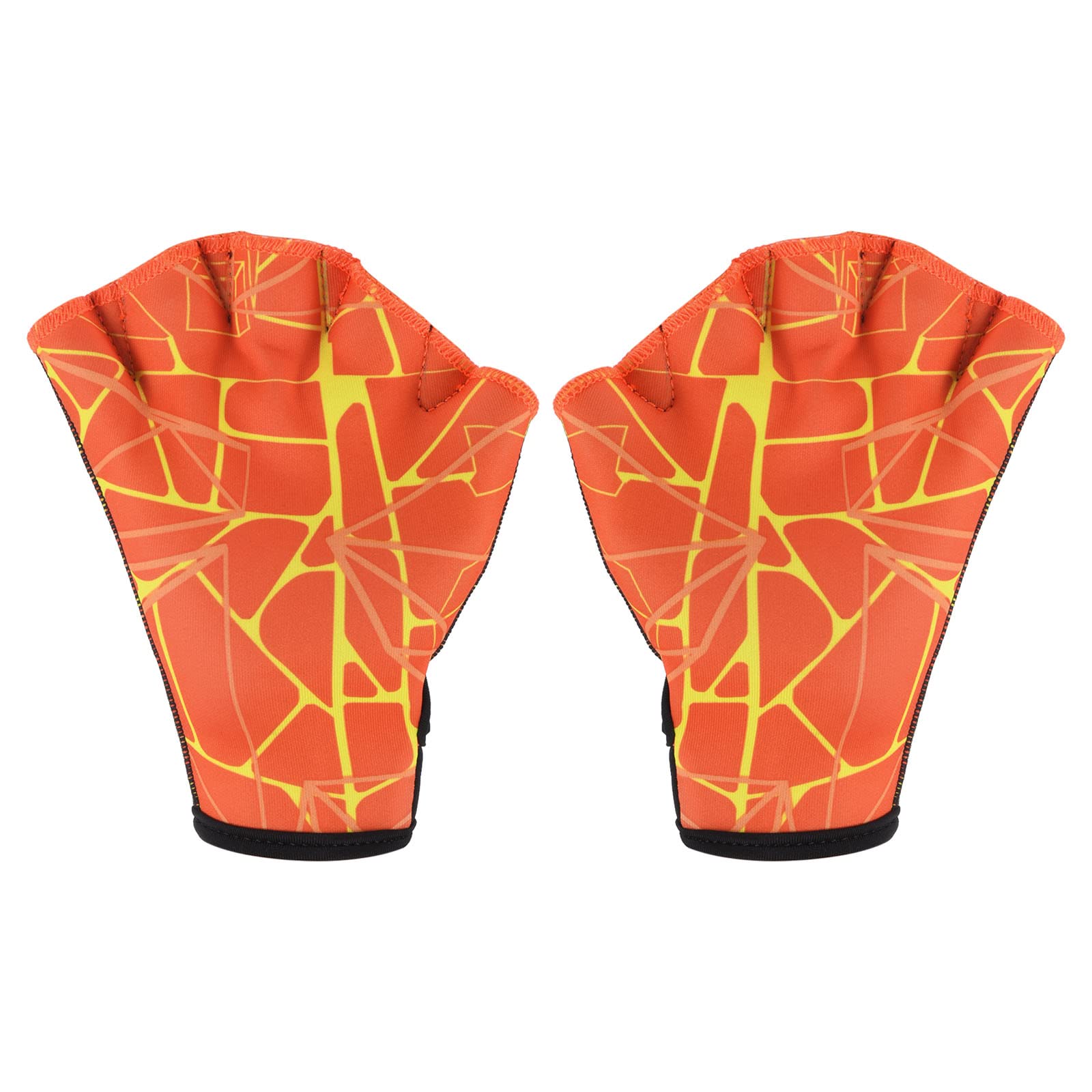 PATIKIL Webbed Swim Gloves, Swimming Aquatic Gloves Printing Water Resistance Training Accessories for Swimming and Diving, L, Orange