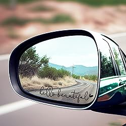 3x Hello Beautiful Rearview Mirror Decal, Vanity