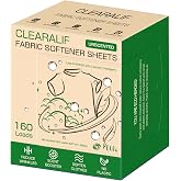 CLEARALIF Liquidless Fabric Softener Sheets, Unscented Scent, 160 Loads | Eco-Friendly &amp; Hypoallergenic, Great for Travel, Apartments &amp; Dorms, Reduces Static &amp; Wrinkles, Leaves Clothes Soft &amp; Fresh