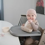 Mushie Baby Silicone Bib Adjustable Fit Waterproof Deep Pocket Cherry view 3