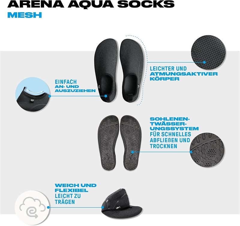 Unisex-Wassersocken mit Honigwabenmuster, Damen- und Herren-Badesocken, Schwimmsocken für Schnorcheln und Aquagym Damen/Herren, Socken mit Hervorragender Haftung, Rutschfest und Schnelltrocknend