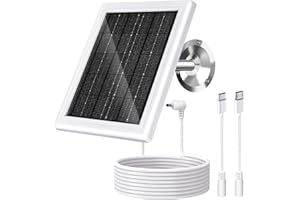 BOBUY Ring Solar Panel Charger, 5W Solar Panel for Security Camera, Compatible for Ring Camera with Battery, Waterproof Solar Panel with Type-C, Micro USB and DC Port Cable for Most Cameras(White,1 Pack)
