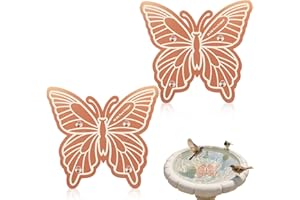 CONDERYANG 2Pcs Bird Bath Copper Purification Disk 99.99% Pure Copper Water Cleaning Discs Four Points Support 0.6mm Physical Clean Water for All-Season Universal Natural Fit Outdoor Birdbaths Bowls（Butterfly）