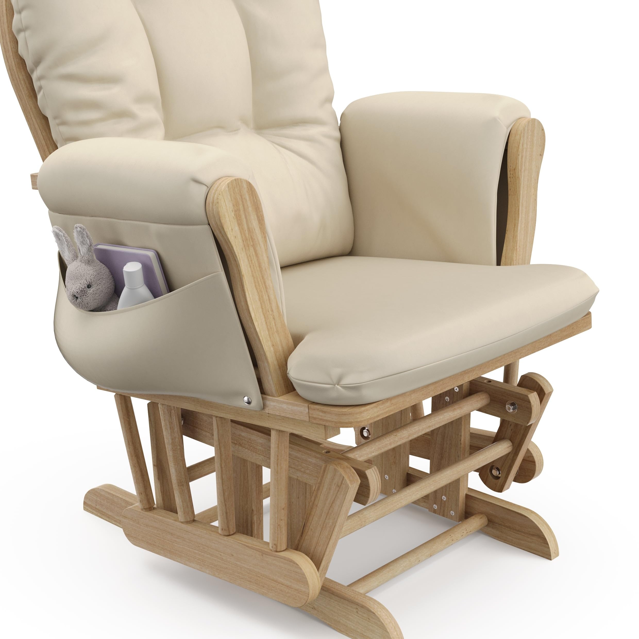 Storkcraft Premium Hoop Glider & Ottoman (Natural/Beige) — GREENGUARD Gold Certified Nursery Glider, Solid Wood Craftsmanship, Smooth-Gliding Nursery Chair and Ottoman, Award-Winning