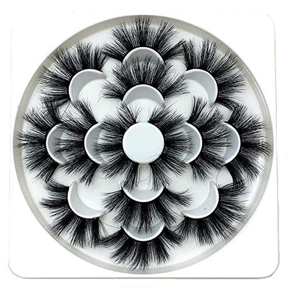 OCHILIMA 25mm Lashes Handmade Strip Eyelashes Dramatic Long Soft Wispy 3D False Eyelashes for Women Bold Makeup 7 Pairs Fluffy Lashes