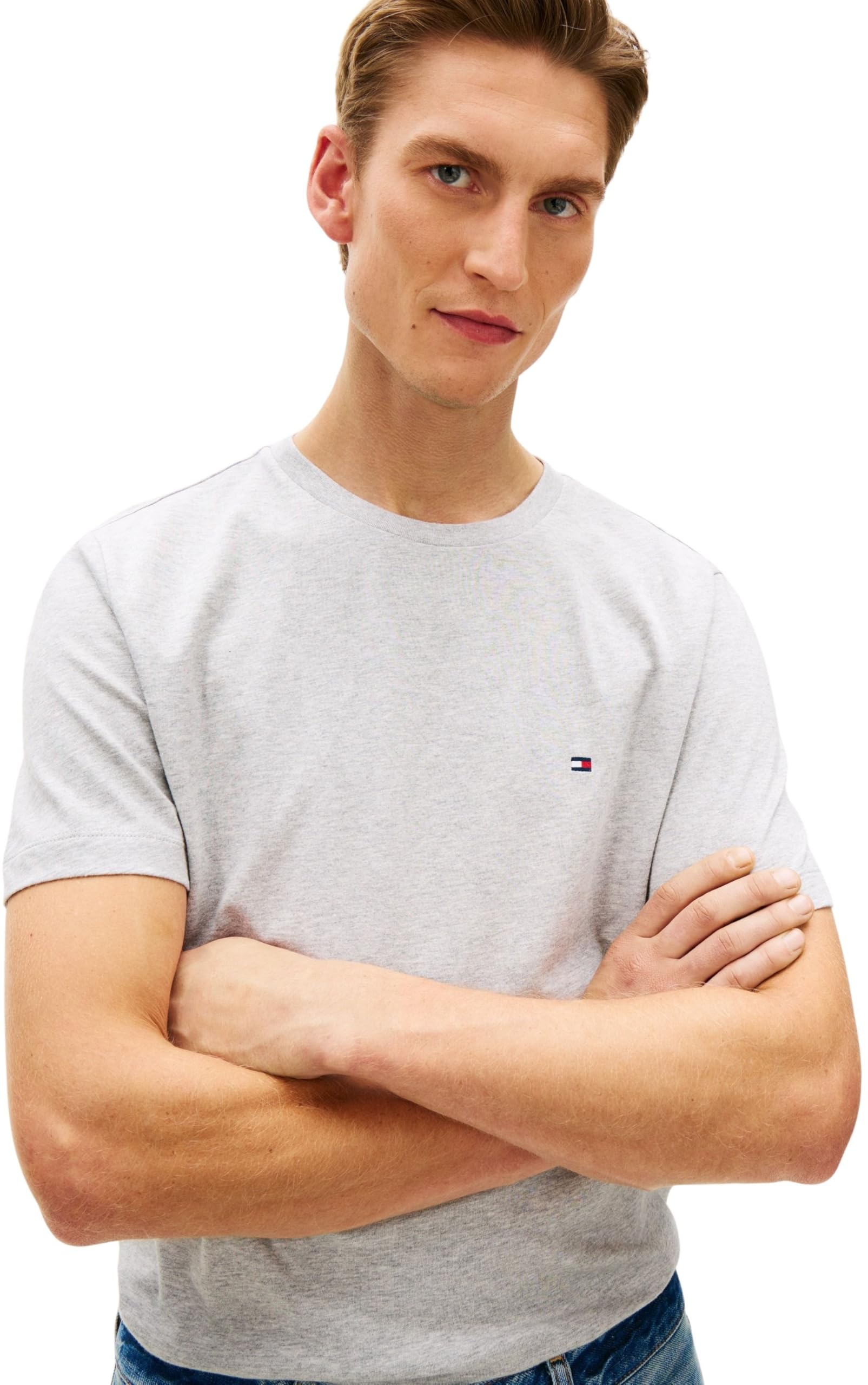Tommy Hilfiger Herren T-Shirt Kurzarm Seasonal Solid Tee mit Rundhalsausschnitt, Grau (Light Grey Heather), XL 3