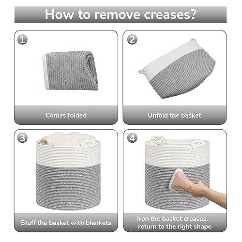 Goodpick Cotton Rope Storage Basket, 15 x Inches Baby Laundry