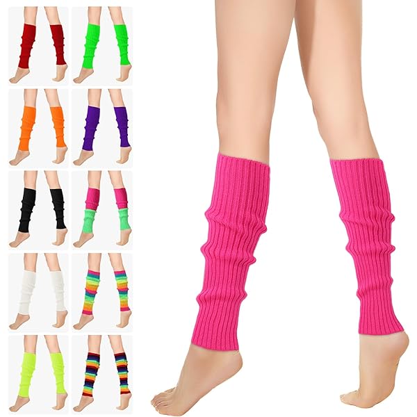 v28 Women's Neon Knit Leg Warmer for 80s Party Dance Sports Yoga