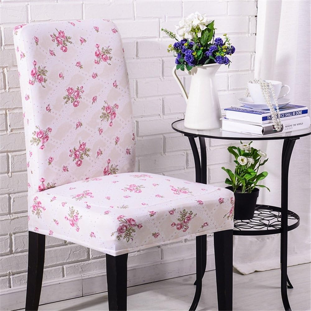 MINGZJ Chair Slipcovers, Stretchy Removable Dining Chair Cover, Pastoral Style with Flowers Printed