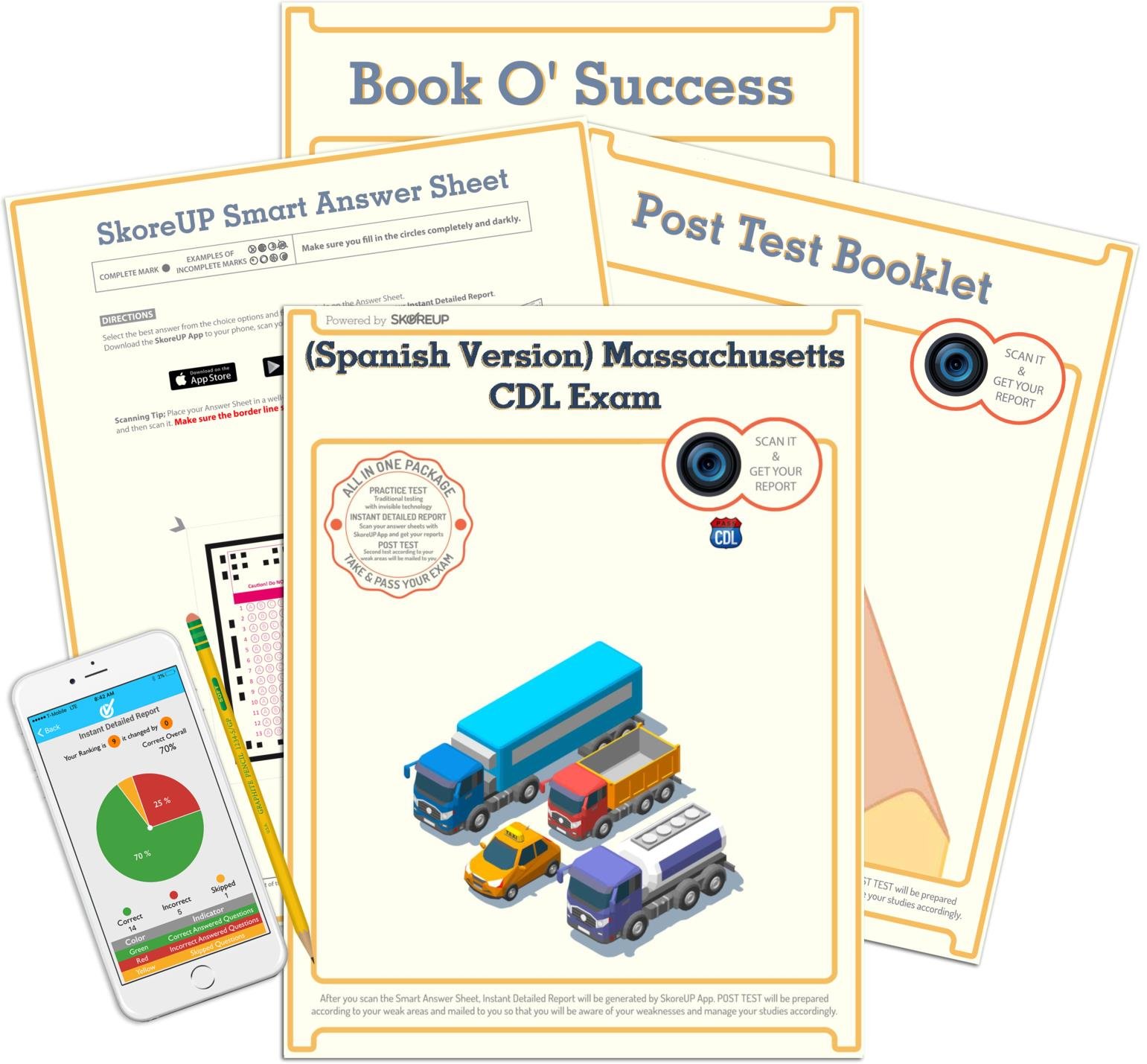 Spanish Version Massachusetts Cdl Exam Ma Commercial Driver S License Test Prep Study Guide Skoreup Llc 0614665581981 Amazon Com Books