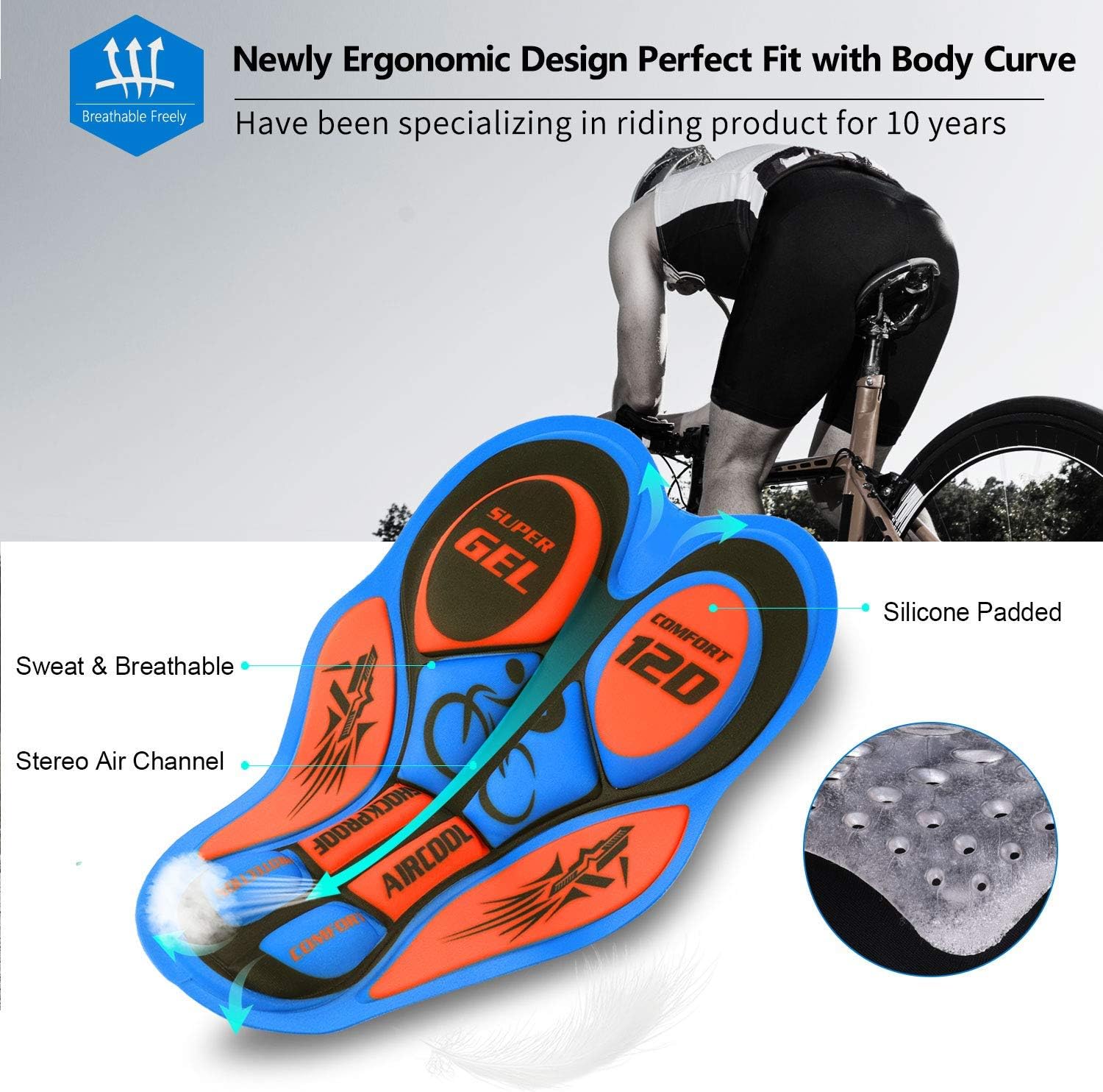 4D Padded Cycling Shorts Men Women, Breathable Bicycle Bike Shorts Underwear: Clothing