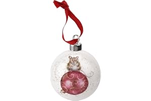 Royal Worcester Hanging Ornament - Not A Creature was Stirring Bauble with Mouse Motif, Fine Bone China Holiday & Christmas Decor, Hand-Painted Animal Design for Festive Cheer & Tree Decoration