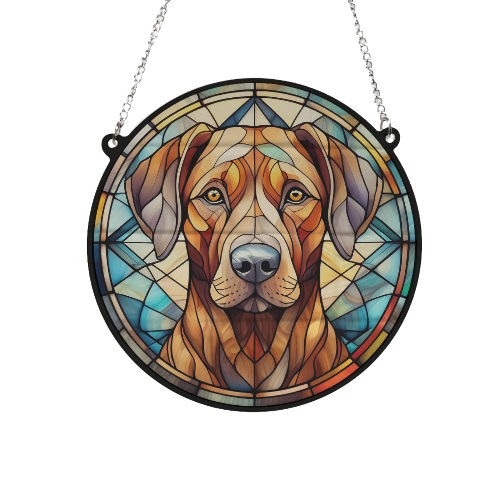 Rhodesian Ridgeback Stained Glass Effect Suncatcher Gift for Dog Lovers - 13cm