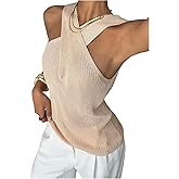 Verdusa Women's Old Money Halter Criss Cross Knit Top Sleeveless Sweater Vest Going Out Tops