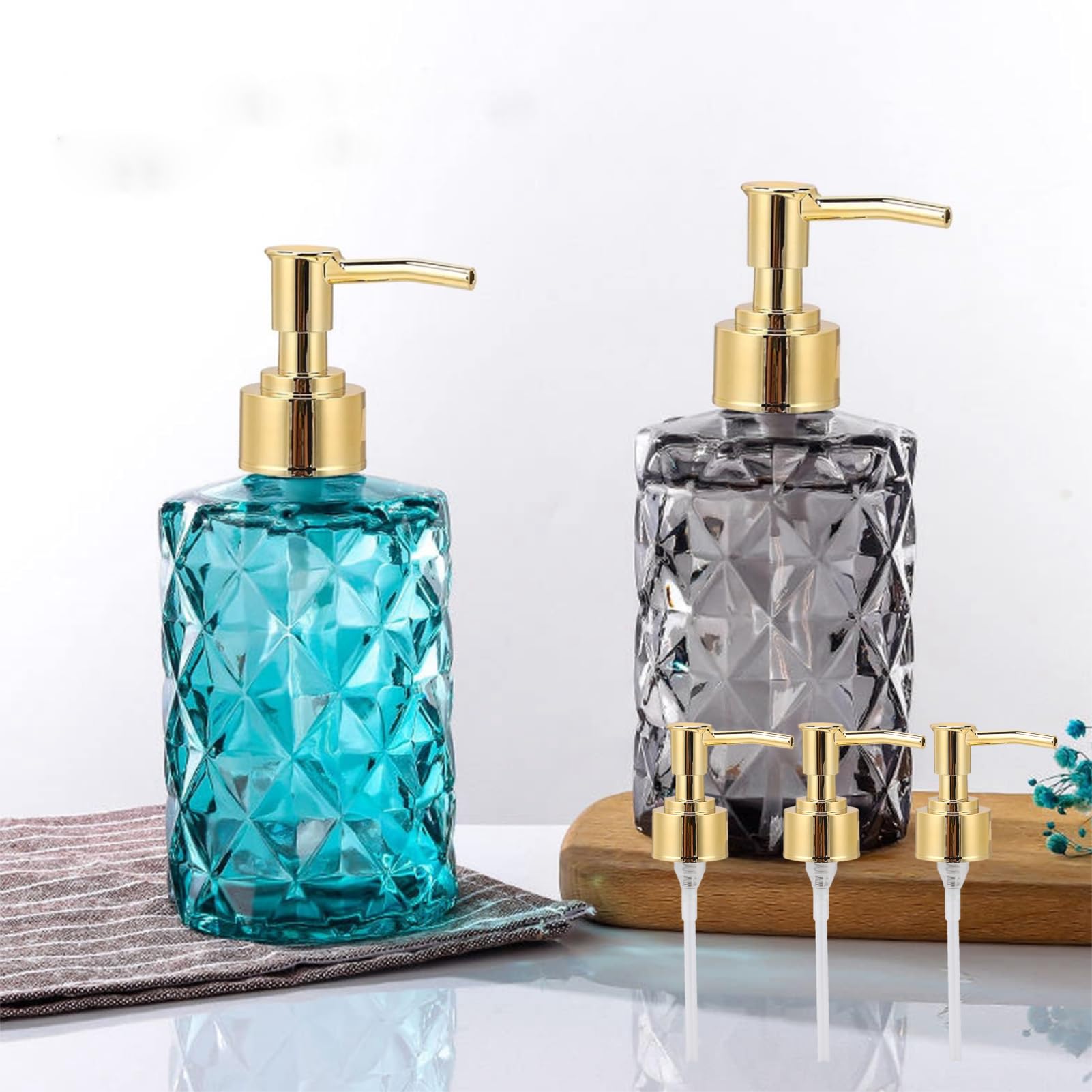 Tissting Soap Dispenser Pump Head, Stainless Steel 360-Degree Rotation Replacement Push Pump with Leak-Free Design for Kitchen Bathroom Liquid Bottles and Dispensers