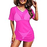 Pinup Fashion Mesh Cover Ups Swimwear Women -Sheer Swimsuit Cover Up See Through Bathing Suit Dress