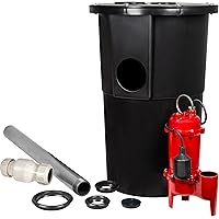 Red Lion RL-WCS50TA 115 Volt, 1/2 HP, 5600 GPH Automatic Sewage System with Cast Iron Pump and 18-inch x 30-inch Basin, Red/B