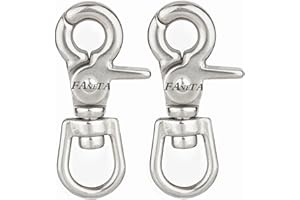 Faneta 2-5/8 Inch Trigger Snap Hooks Marine Grade Swivel Lobster Claw Clasp Stainless Steel 316 Scissor Snaps Diving Clips for Flag Pole Dog Leash Camera Straps etc (Set of 2)