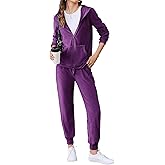 HOTOUCH Womens Casual Velour Tracksuit Set Full Zipper Hoodie Workout Pants Velvet Sweatsuit Jogging Suits XS-XXL