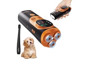 GUODUN ARMOR Anti Barking Device for Dogs, 3X Ultrasonic Dog Bark Deterrent Device with Training Modes Stop Neighbors Dog Barks, Portable Dog Training Tool with Flashlight Indoor Outdoor Use, Black and Orange