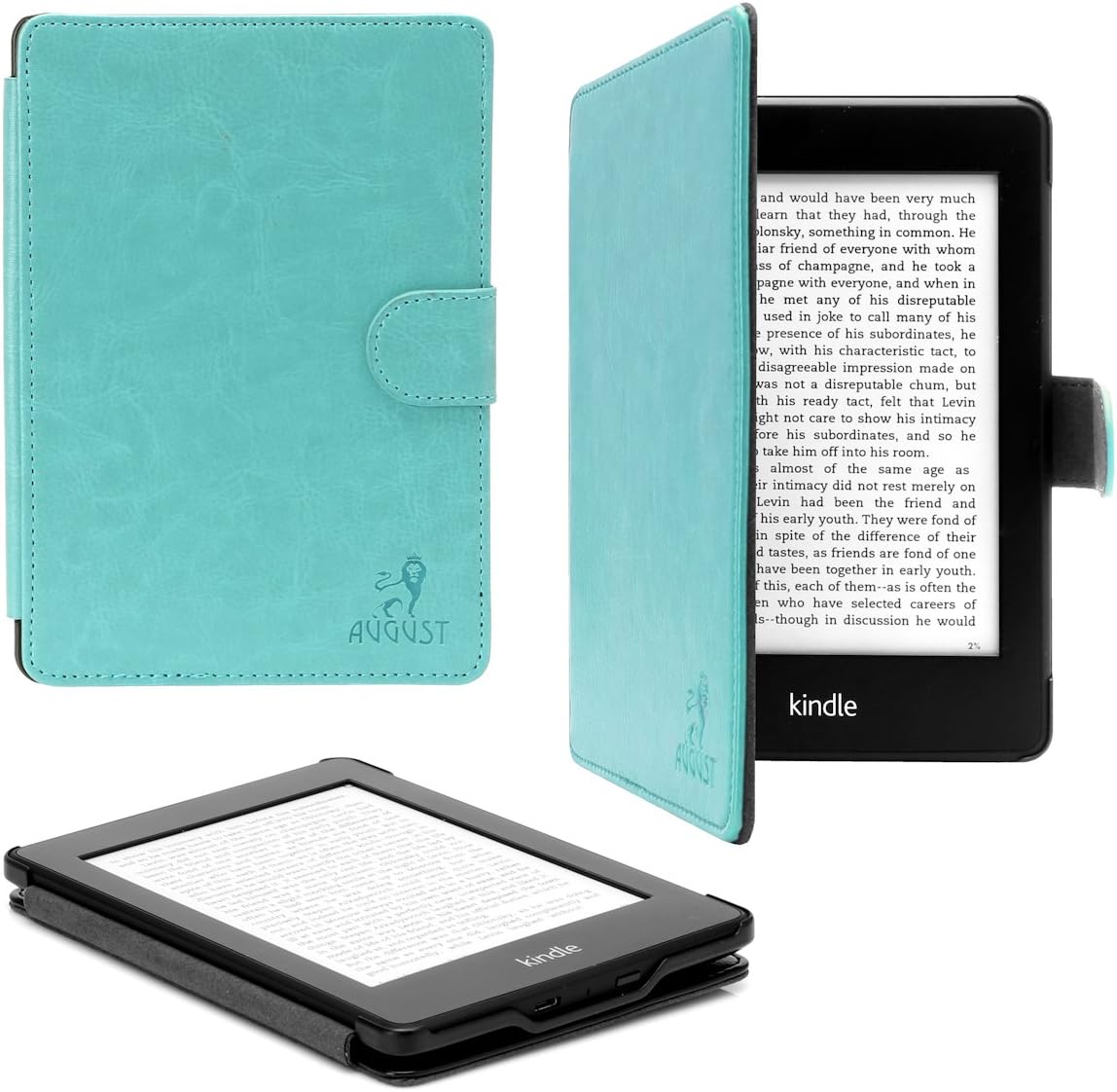 Leather Hard Case Cover for the Amazon Kindle Paperwhite By August Lion - BLUE
