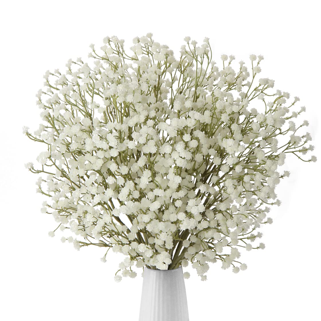 Oairse 10pcs Gypsophila Artificial Flowers Artificial Baby Breath Bouquet Decorative Flowers Fake Flowers Arrangement for Home Wedding Party DIY Wreath Decoration - Cream