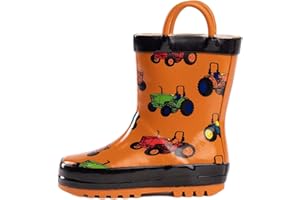 NORTY Rubber Rain Boots for Kids - Waterproof Rubber Boots Boys and Girls Solid & Printed Rainboots for Toddlers and Kids
