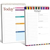 2 To Do List Notepads, Daily Planner Notebook with Tear-off Design, Undated Writing Organizer for Daily Tasks and Goal, Coiled Task Track Checklist Productivity Pad for Office, Classroom, Home, School