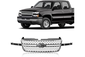 Perfit Liner Front Grille Grill Chrome Shell with Black Insert Compatible with 2003-2006 Chevy Silverado 1500HD 2500HD 3500 (2007 Classic) GM1200546 12335956