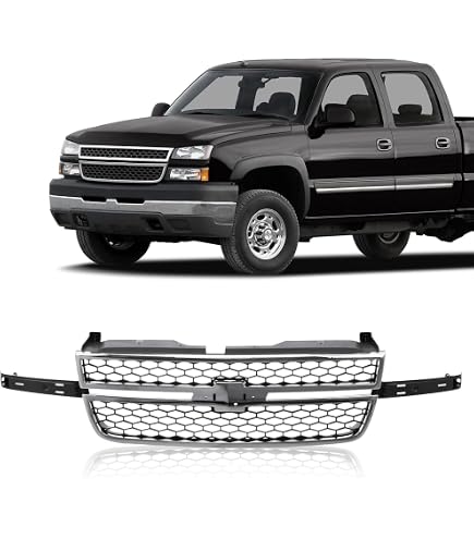 Chevy Silverado Grille Insert Combo - Stainless Steel Black Mesh With Chrome Rivets - View #9