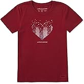 Life is Good Women's Standard Crusher Tee, Short Sleeve Cotton Graphic T-Shirts, Heart Stars and Stripes, Adirondack Red