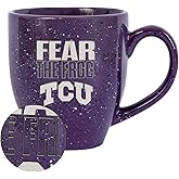 Rico Industries NCAA TCU Horned Frogs "Fear The Frog" 16 oz Team Color Laser Engraved Speckled Ceramic Coffee Mug