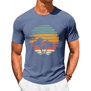 Runcati Mens Short Sleeve T-Shirts Graphic Tees Summer Beach Hawaiian Shirt | Palm Tree Printed, Crew Neck, Casual, Vacation