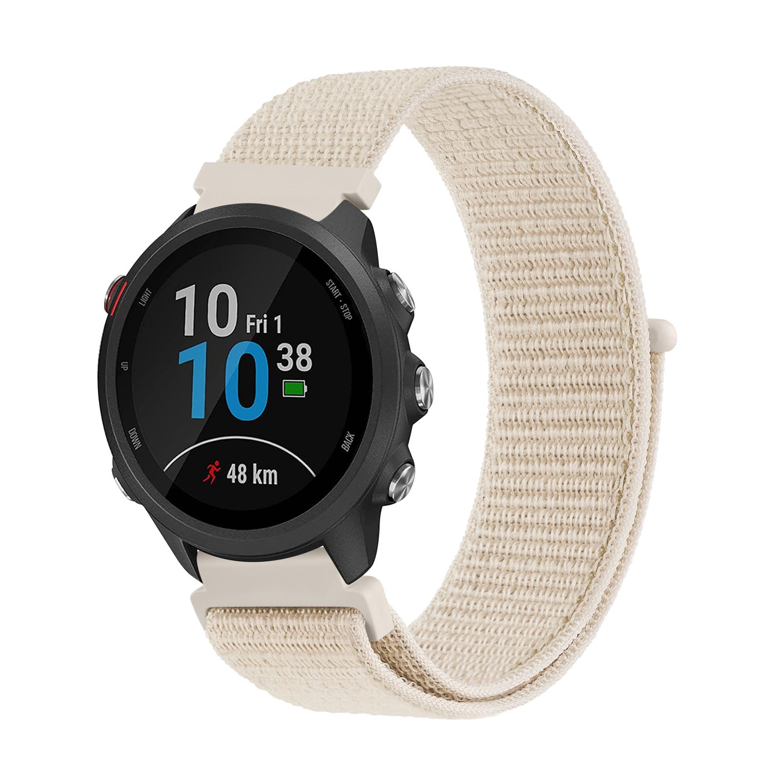 Tobfit 20mm Nylon Strap for Garmin Forerunner 55/245/645 Music Watch Band, Quick Release Replacement Strap for Garmin Vivomove HR/Instinct 2S/Fenxi 7S (Starlight)