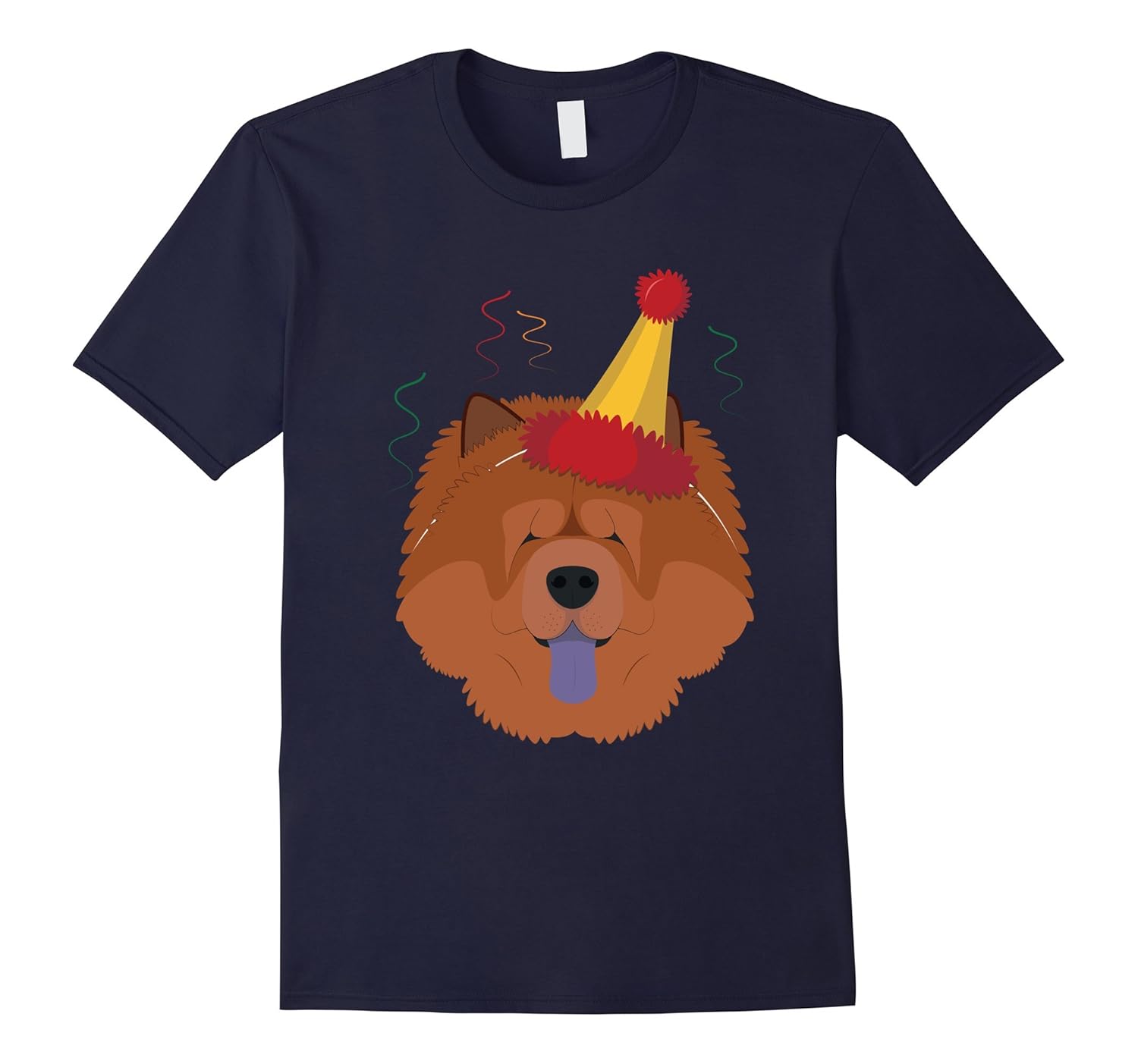 Chow Chow Dog Wearing A Party Hat Funny Xmas Tshirt-ANZ