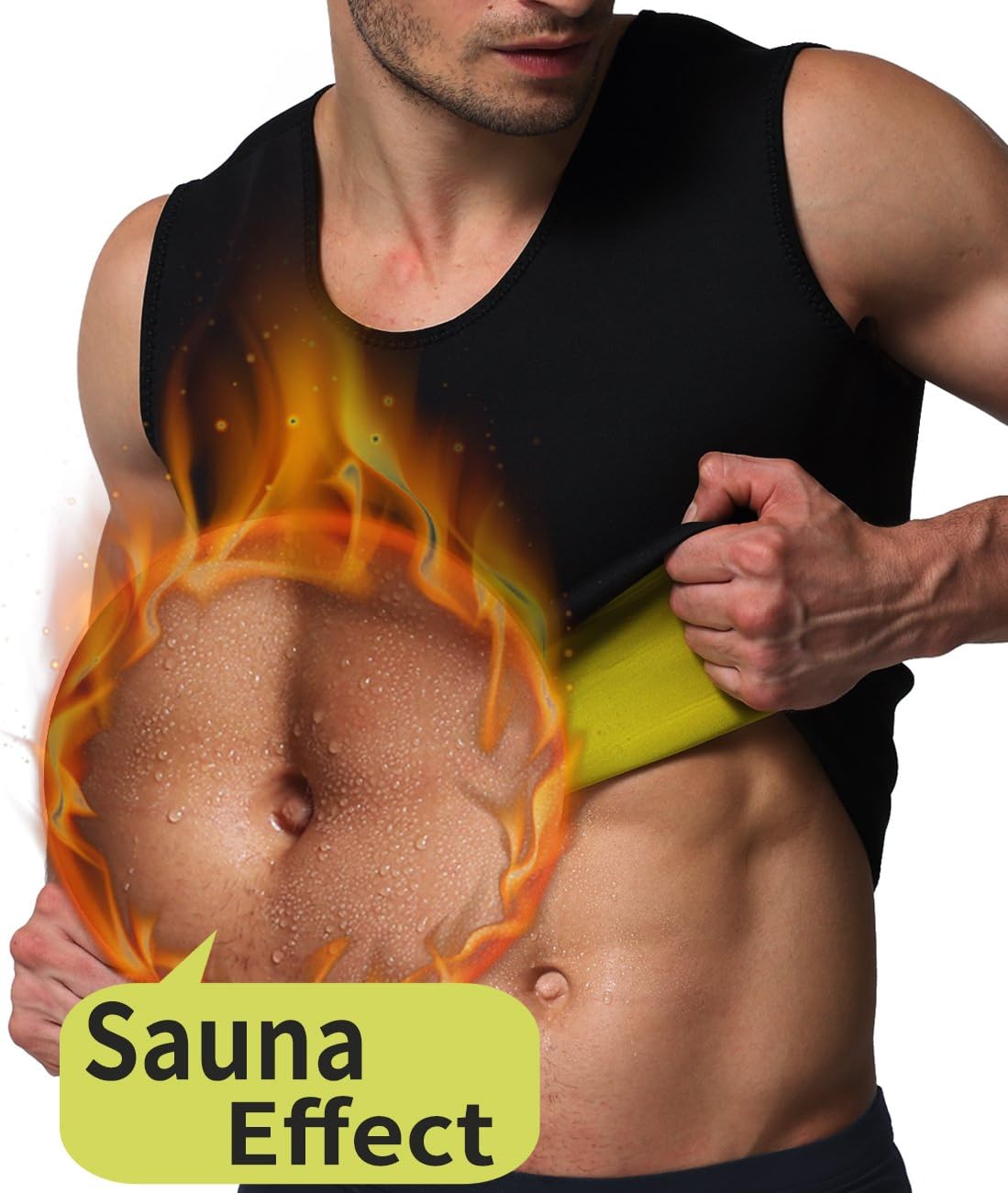 Hisweet Body Shaper for Men Tummy Neoprene Slimming Tank Top Vest Weight Loss Gym Shirt for Workout
