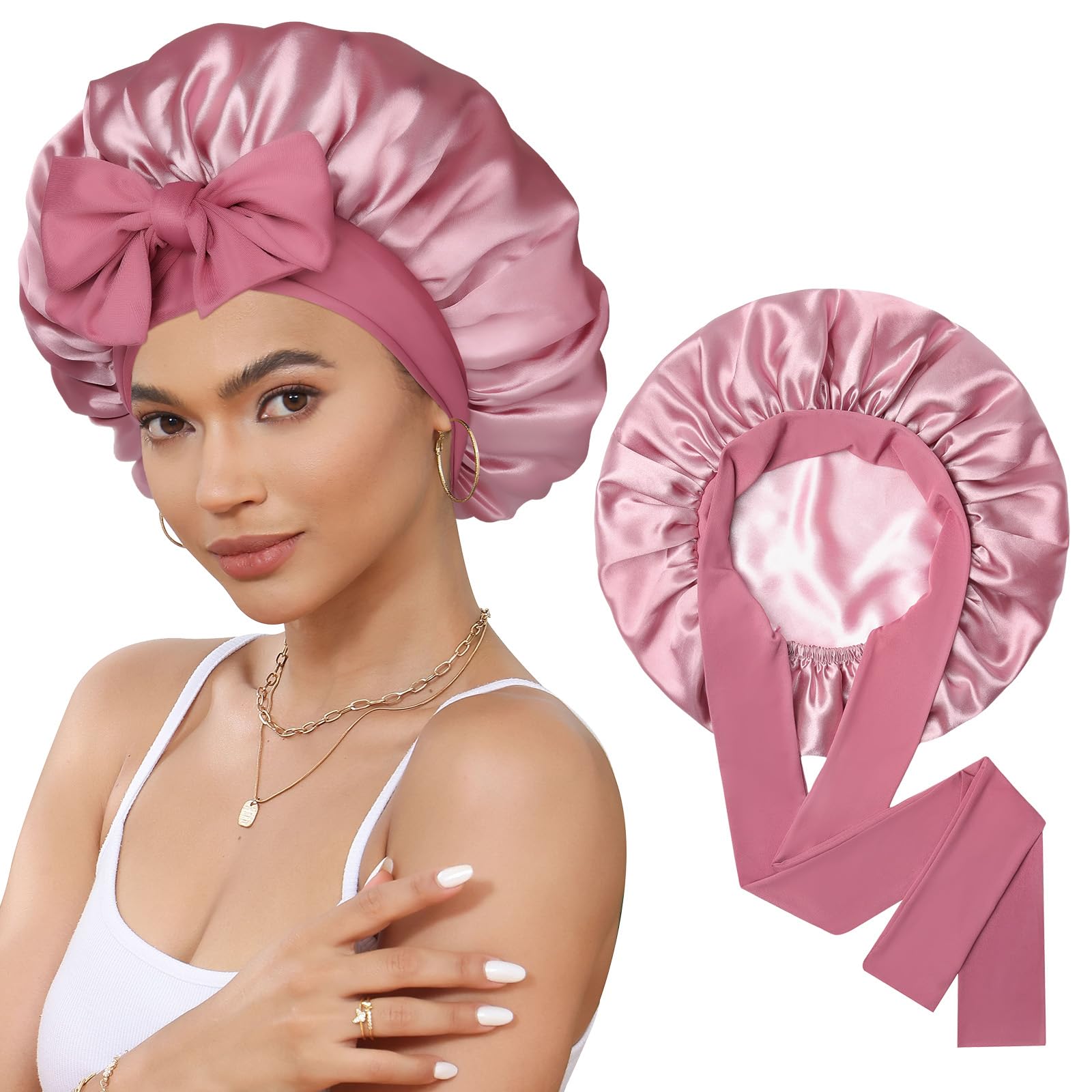 Satin Bonnet Sleep Cap for Curly Hair - Image 3