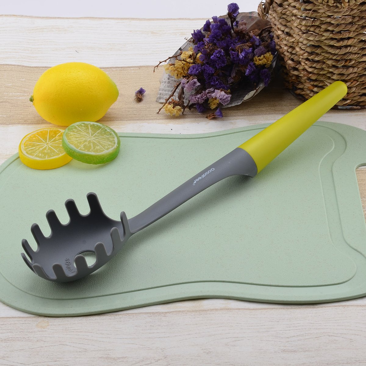 longlisheng 3 piezas Juego de/de nailon para espaguetis espátula de cocina con mango largo y sopa Cucharón con mango de Niza