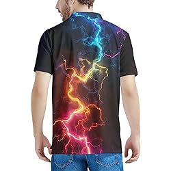 HUGS IDEA Lightning Polo Shirts for Men Quick Dry