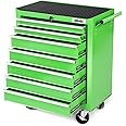 DNA MOTORING 7-Drawer Rolling Tool Cabinet Chest with Keyed Locking System Non-Slip Mat, for Garage Warehouse Workshop, Green, TOOLS-00399