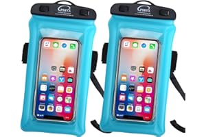 PSHYX TPU Waterproof Cell Phone Pouch Floating,Dry Bag for Phone,Universal Waterproof Phone Case with Arm Band and Lanyard for iPhone 13 12 11 Pro Max 8Plus Samsung Galaxy S22 S21(Light Blue,2Pack)
