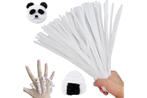 AHUIFT Upgraded 100PCS Chenille Stems Pipe Cleaners Craft DIY Art Supplies Thicker Fuzzy Wire Sticks Bulk for Kids and Toddlers White