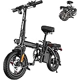 EBKAROCY Ebikes for Adults, 400W Motor 22MPH Max Speed, 14” Tire, 48V 15AH Removable Battery for Electric Bike, Multi-Shock A