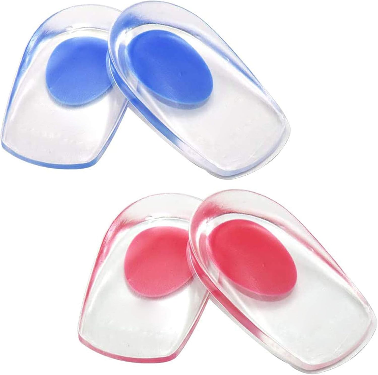 Schneespitze 2 works Heel Support Pad Clear Orthotic Gel Heel Pads Shoe Insole Gel Shoe Lift for Plantar Fasciitis or Heel Spur,Pink/Blue