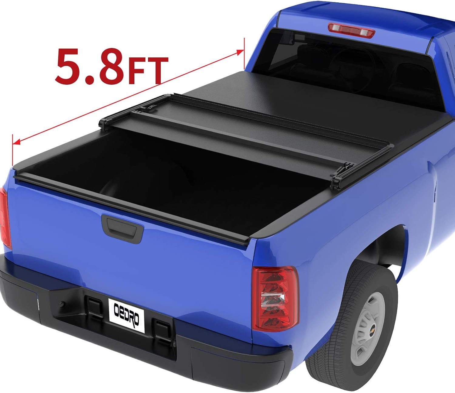 Amazon Com Oedro Tri Fold Truck Bed Soft Tonneau Cover Compatible With 2019 Chevy Silverado Gmc Sierra 1500 New Body Style Fleetside 5 8 Feet Bed Automotive